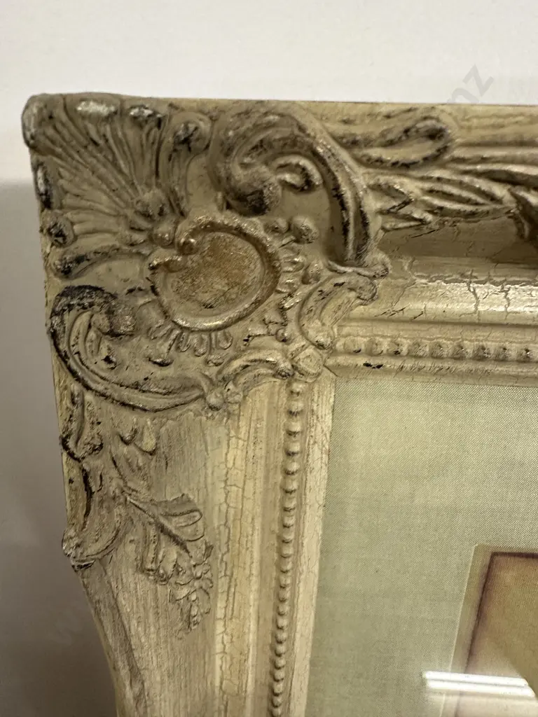 Set Of Four Ornate Framed Prints On Silk. Tie Back Themed 'Le Paradis d L Embrasse' 37/250 By Gwenda Maree  H44,W36cm. Image 1++