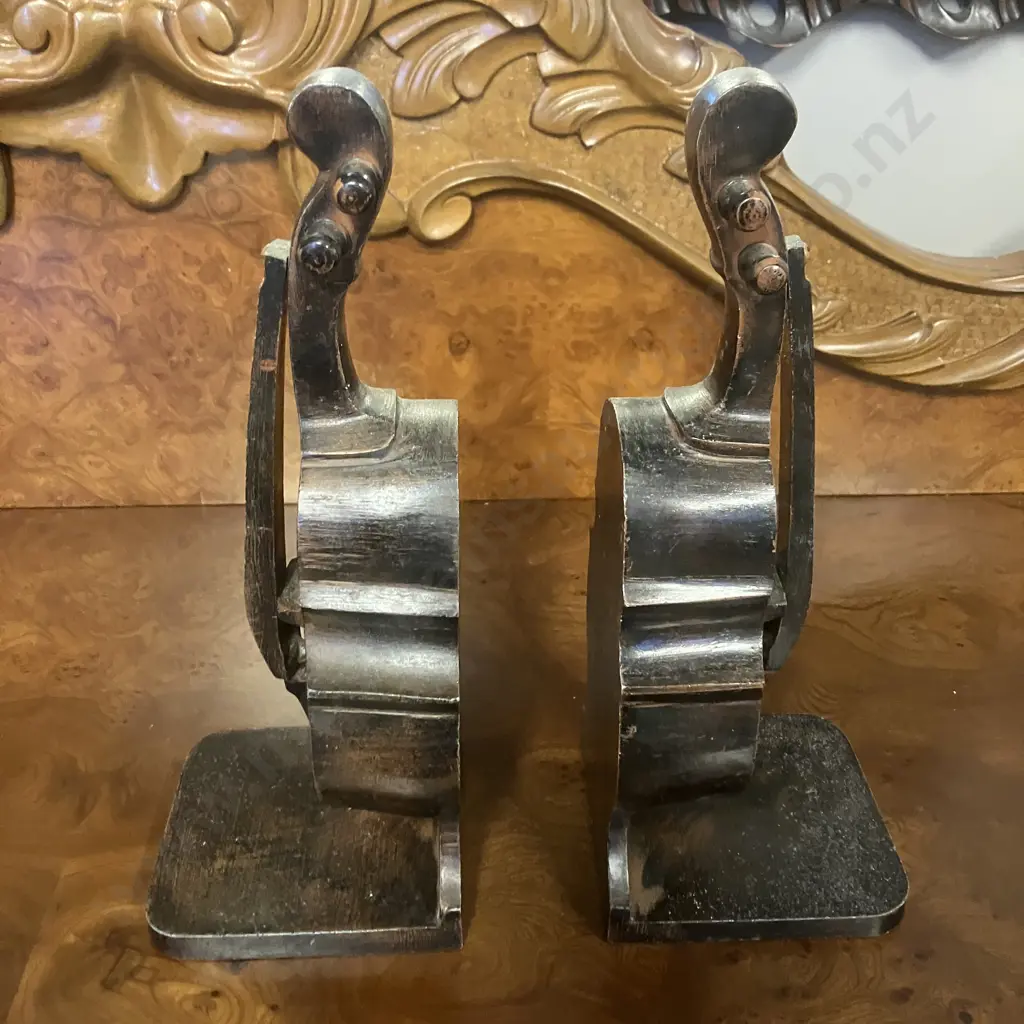 Pair of Vintage Heavy Metal Cello Bookends. H28cm Image 1++
