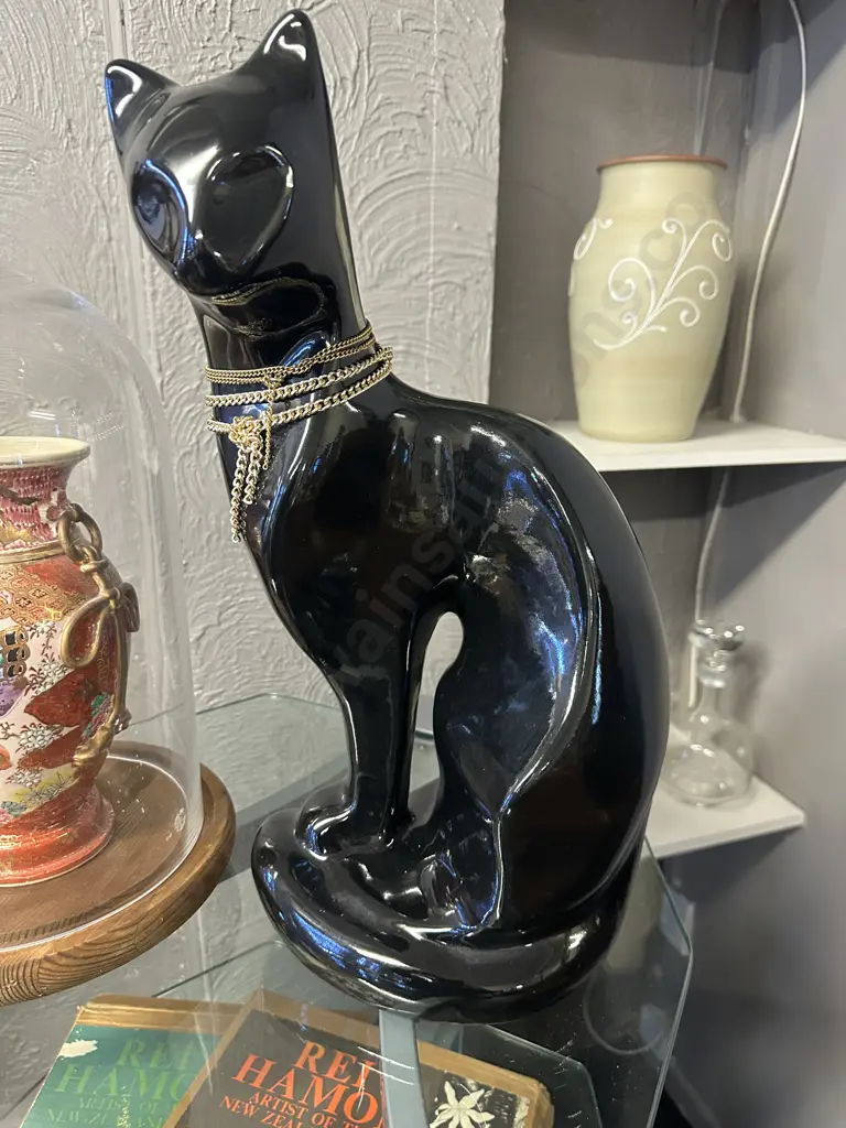 Vintage Ceramic Black Cat Figurine H47cm. Image 1++