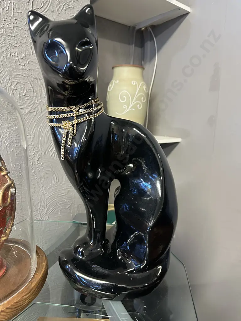 Vintage Ceramic Black Cat Figurine H47cm. Image 1++