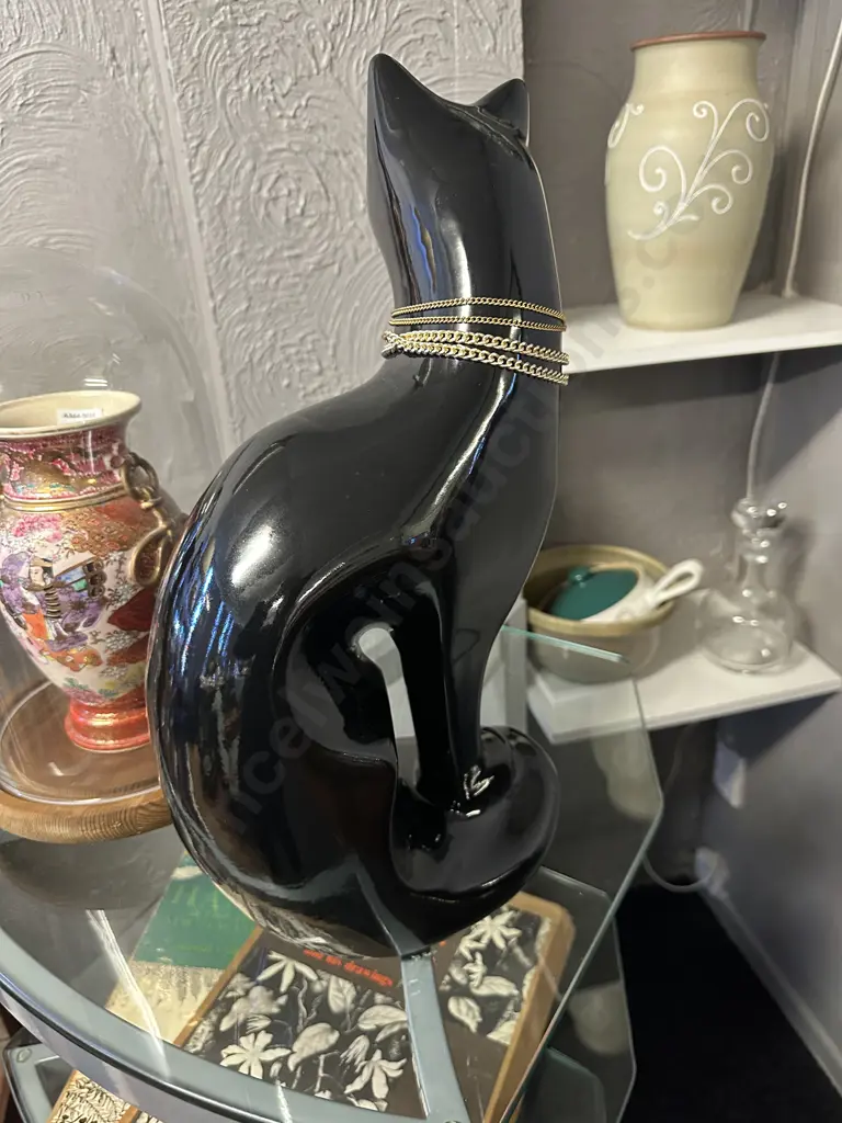 Vintage Ceramic Black Cat Figurine H47cm. Image 1++