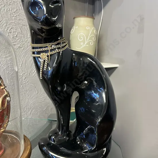 Vintage Ceramic Black Cat Figurine H47cm.