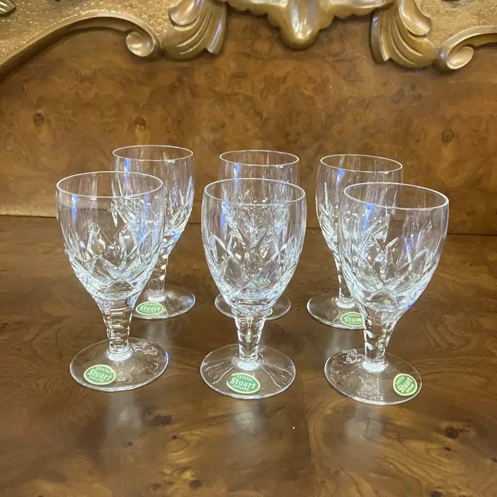 Stuart Crystal Carlingford Sherry Glasses - Set of Six, Stamped On Base Image 1++