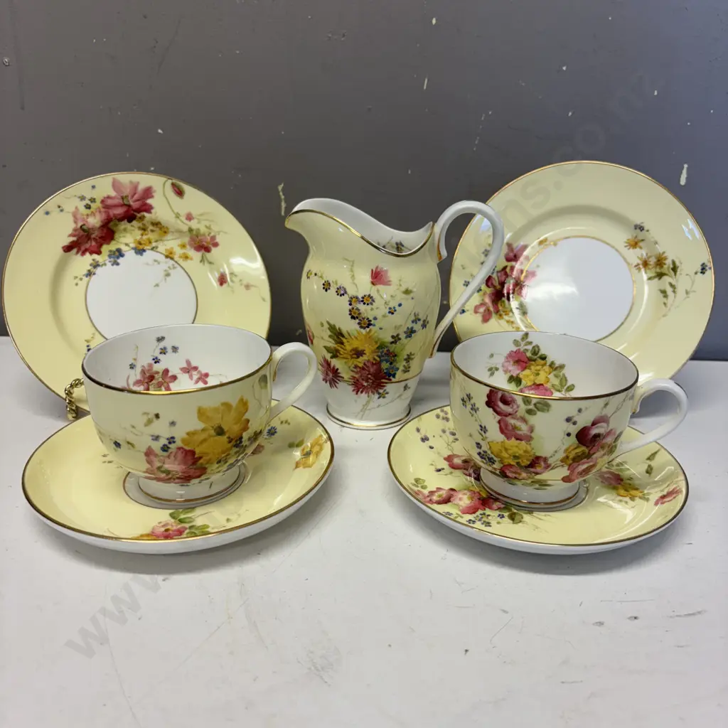 Royal Worcester Handpainted Teaware, 2 trios and cream jug Image 1++