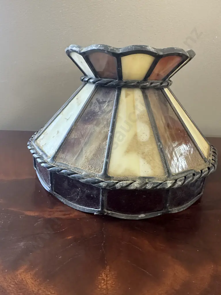 Vintage Tiffany Style Stained Glass Pendant Shade H15,Dia22cm. Image 1++