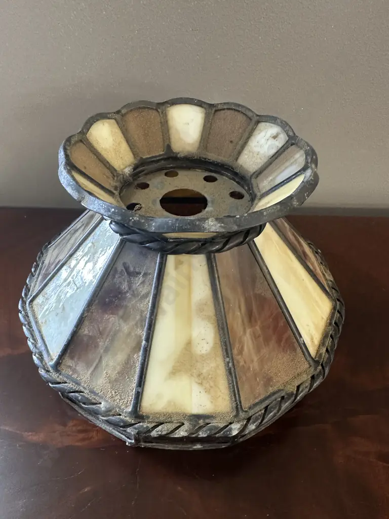 Vintage Tiffany Style Stained Glass Pendant Shade H15,Dia22cm. Image 1++