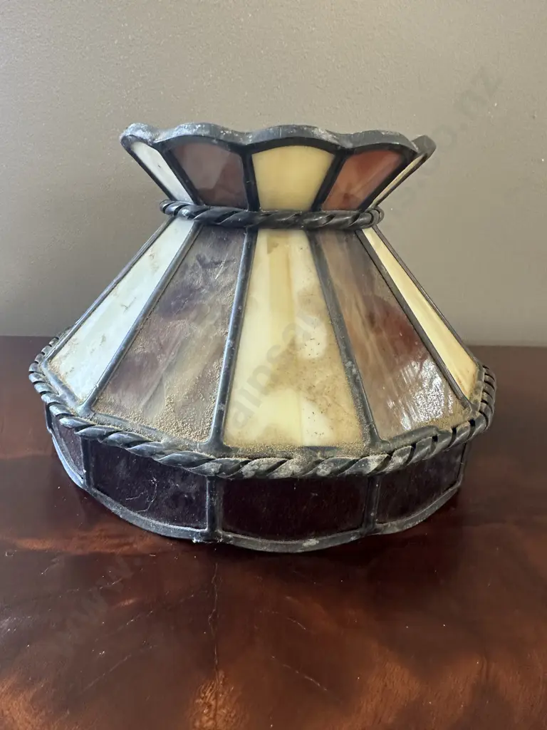 Vintage Tiffany Style Stained Glass Pendant Shade H15,Dia22cm. Image 1++
