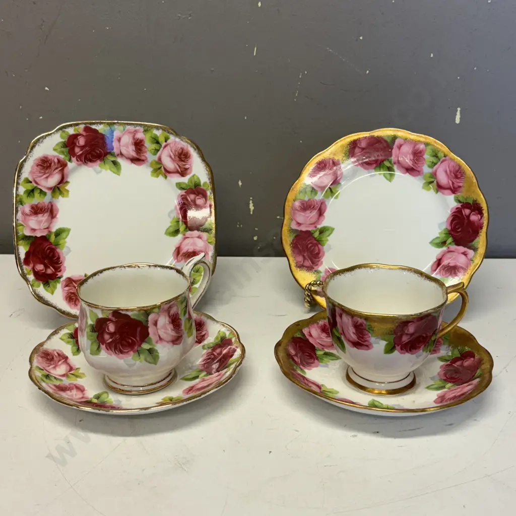 Two Royal Albert Old English Rose Trios - one old gold Image 1++