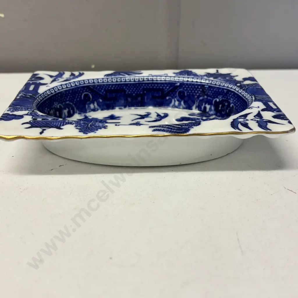 Antique Royal Doulton Flow blue and white dish 15 x 10.5cm Image 1++