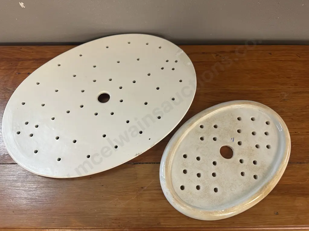 Circa 1840 Copeland Ironstone Meat-Draining Dish L33,W24cm With Small Blue & White Dish L22,W15cm. Image 1++