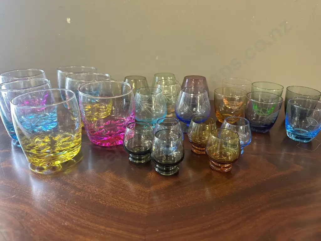 Selection Of Mid Century Multi Coloured Glasses Image 1++