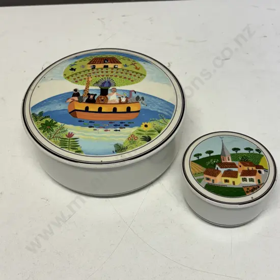 Two Villeroy and Boch Lidded Pots. Dia 15cm and 8cm