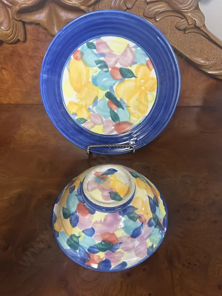 Tony Sly Pottery Plate Signed With Bowl Image 1++