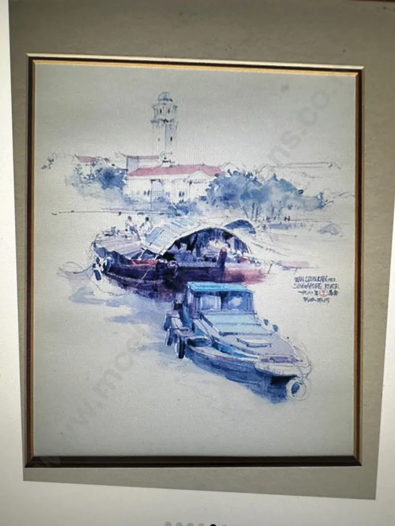 Five Vintage Artworks Depicting Scenes From Singapore By Wan Soon Kam Image 1++