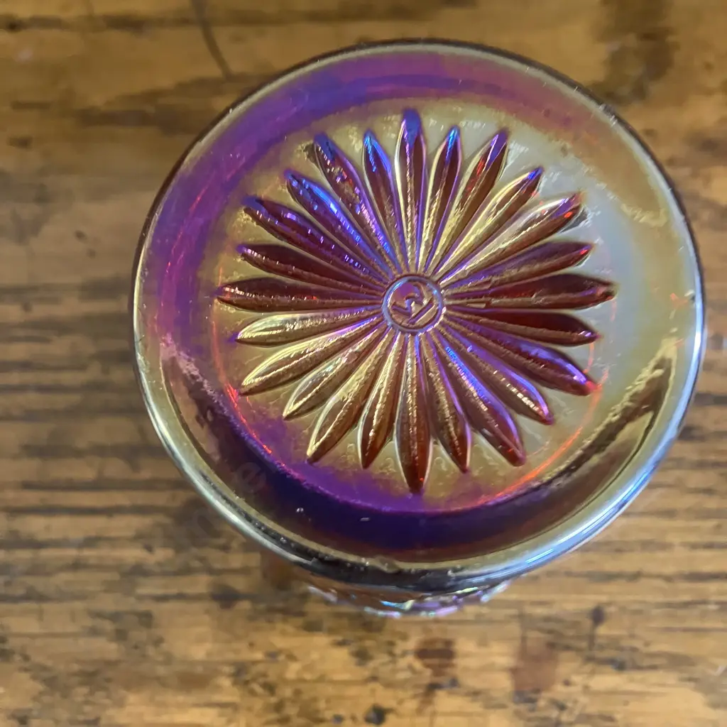 Antique Dugan 'Maple Leaf' Red Carnival Glass Tumbler c1909 Image 1++