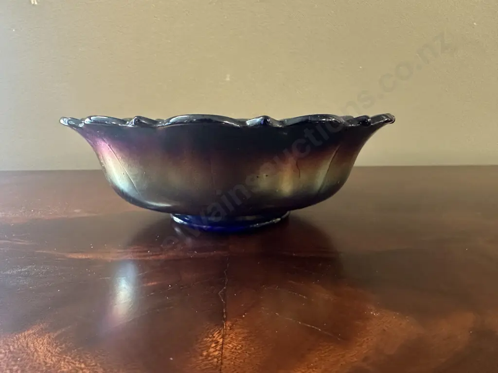 Antique Fenton Carnival Glass Bowl With Acorn Pattern H6,Dia17cm. Image 1++