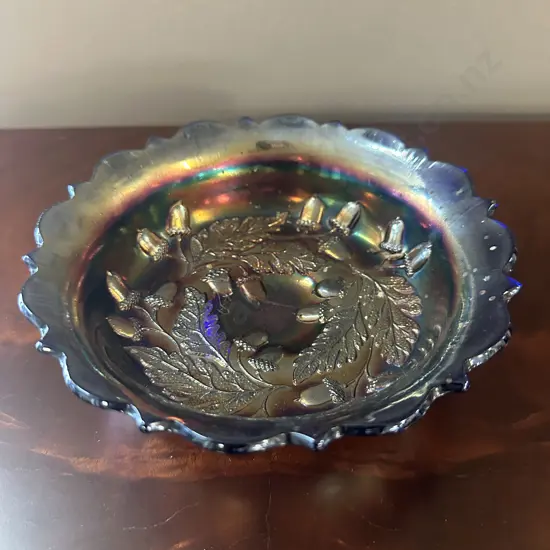 Antique Fenton Carnival Glass Bowl With Acorn Pattern H6,Dia17cm.