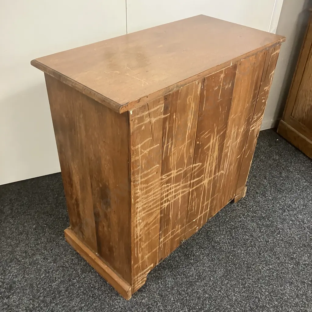 Antique Mahogany 3 Drawer Chest. H83 W83 D41cm Image 1++