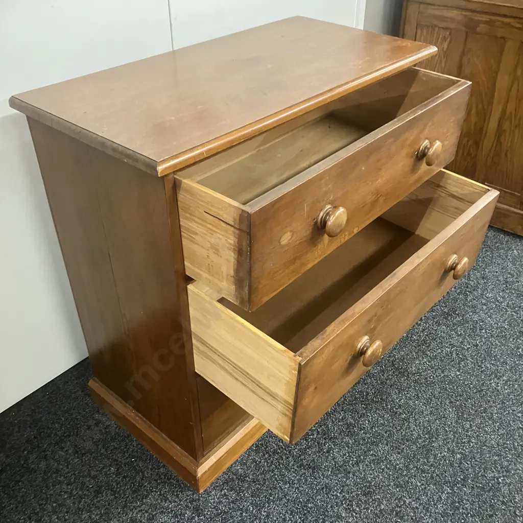 Antique Mahogany 3 Drawer Chest. H83 W83 D41cm Image 1++