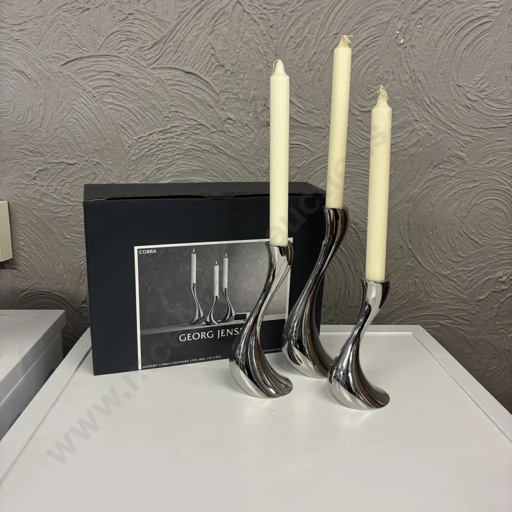 Boxed Georg Jensen Candle holders with Candles Image 1++