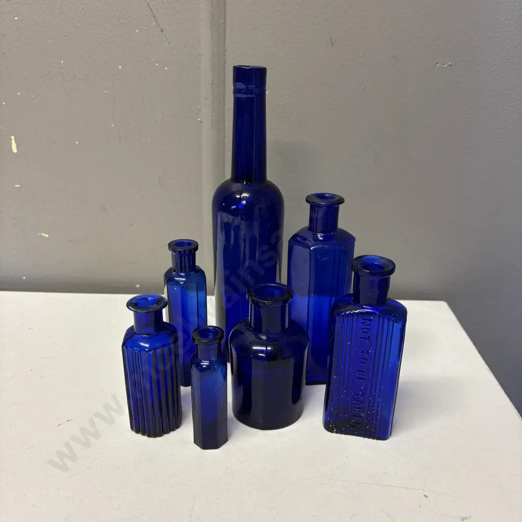 Assorted Vintage Cobalt blue glass bottles Image 1++