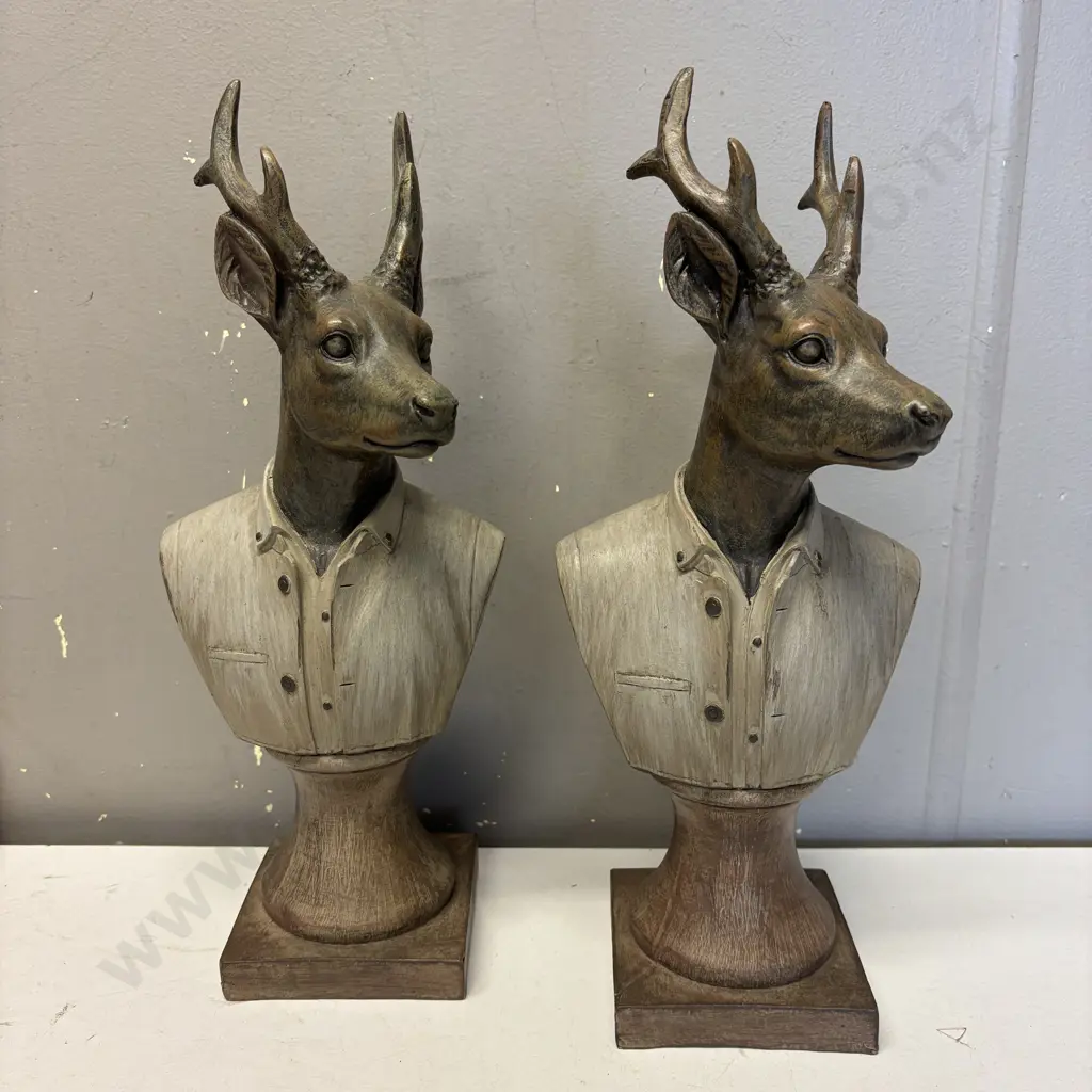 Pair of Stag Figurine Busts. H25cm Image 1++