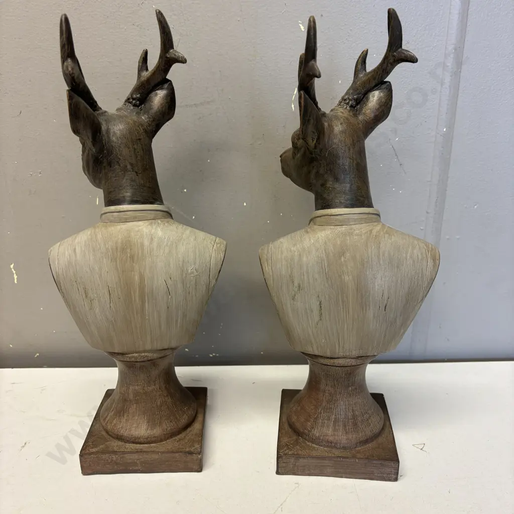 Pair of Stag Figurine Busts. H25cm Image 1++