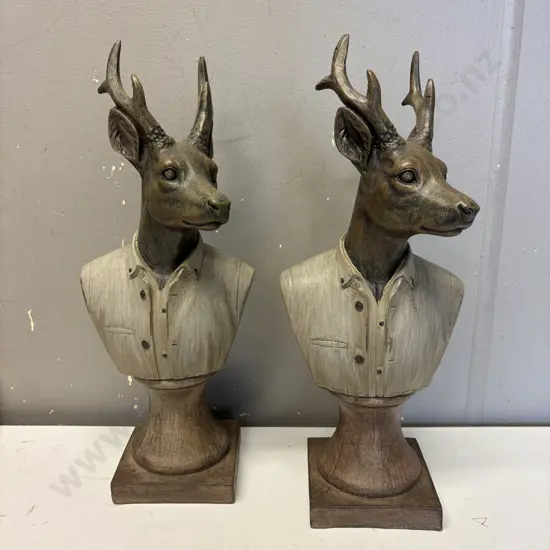 Pair of Stag Figurine Busts. H25cm