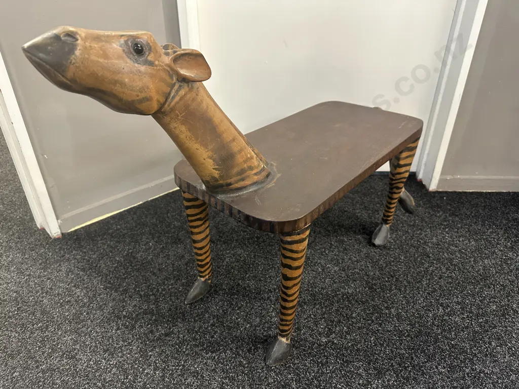 Folk Art Zebra Bench H64, W88,D30cm. Image 1++