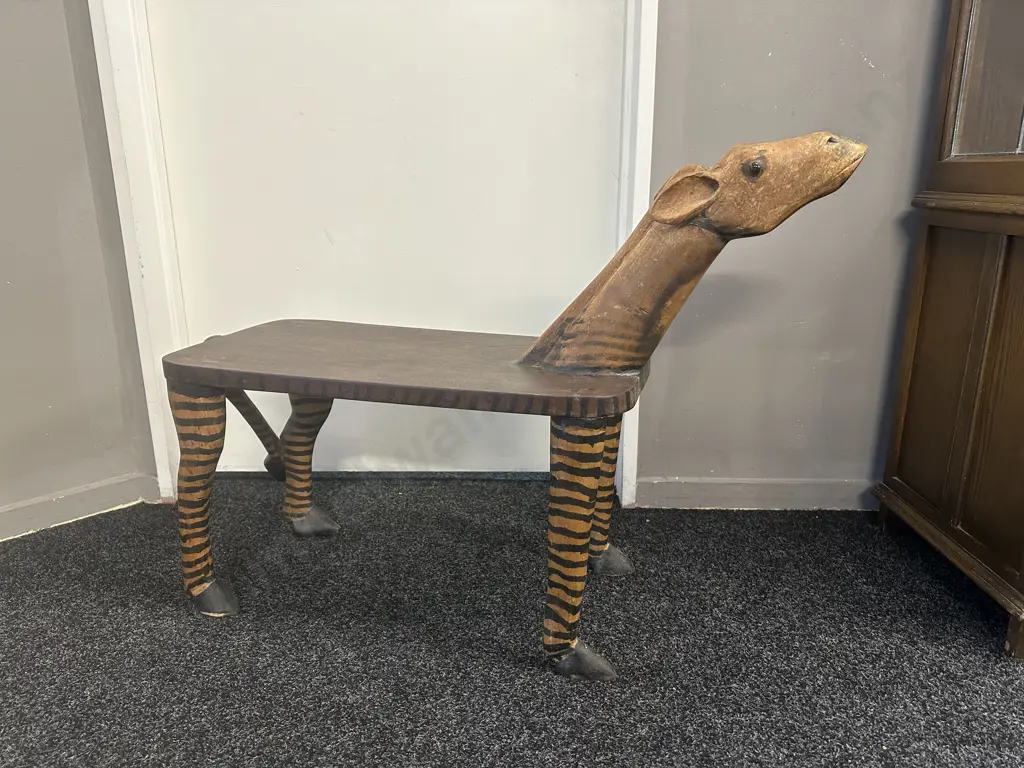 Folk Art Zebra Bench H64, W88,D30cm. Image 1++
