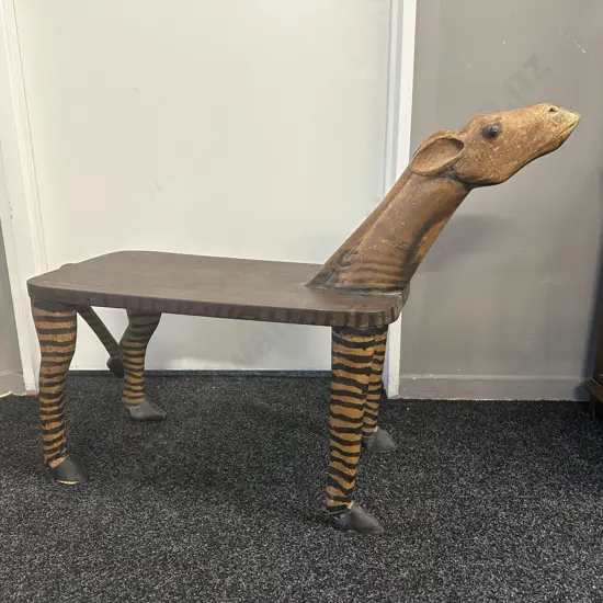 Folk Art Zebra Bench H64, W88,D30cm.