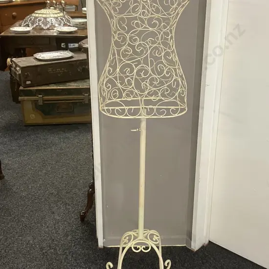 Vintage Female Cream Wire Dress Form Mannequin. H147cm