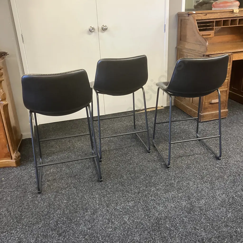 Set of Three Saddle Counter Stools Ex Freedom Furniture. H90cm Image 1++