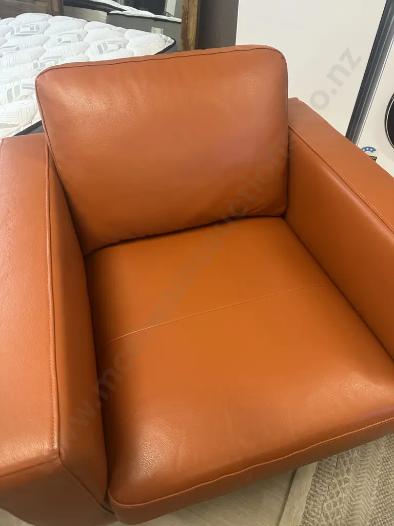 Nick Scali Musa Armchair In Performance Leather, Mid-century Scandinavian Design (6 Months Old) Image 1++