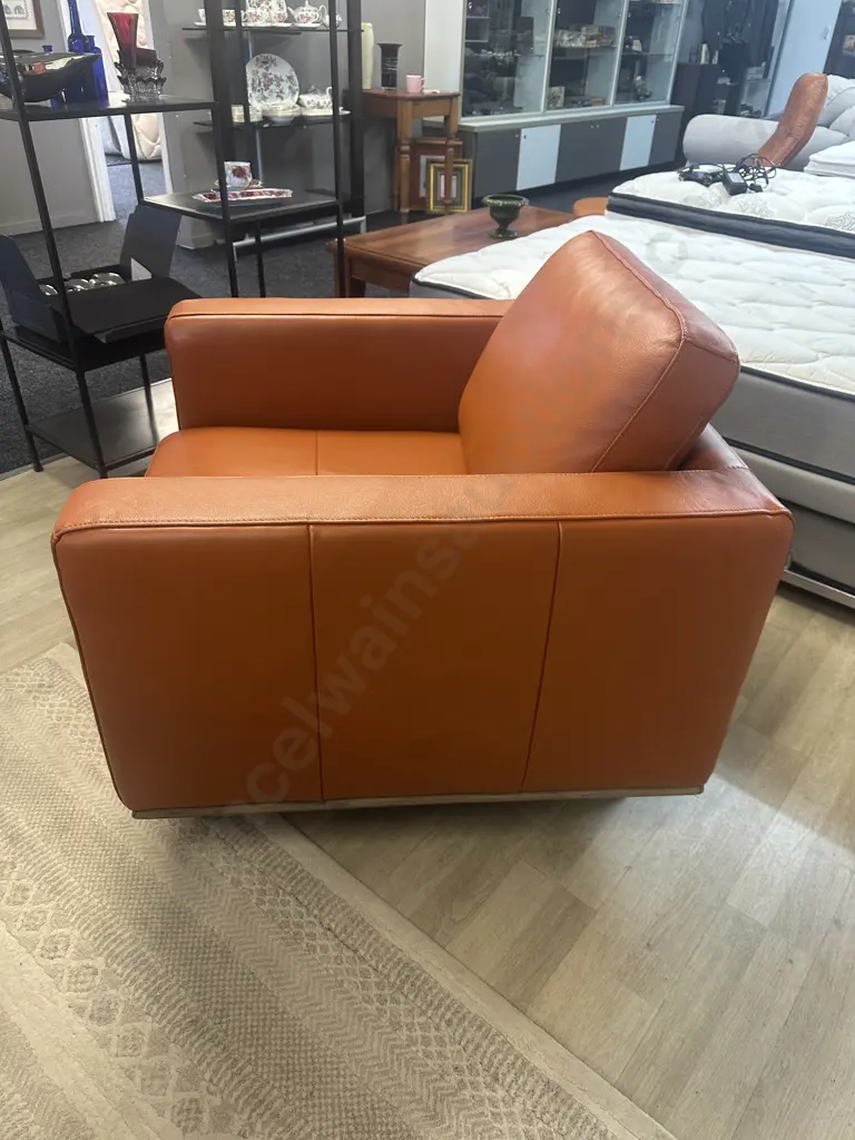 Nick Scali Musa Armchair In Performance Leather, Mid-century Scandinavian Design (6 Months Old) Image 1++