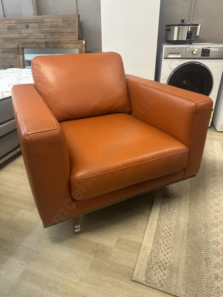 Nick Scali Musa Armchair In Performance Leather, Mid-century Scandinavian Design (6 Months Old) Image 1++