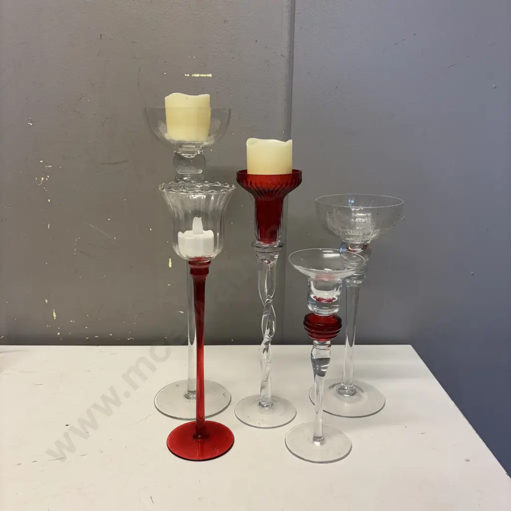 Assortment of Crystal and Glass Candlesticks Image 1++