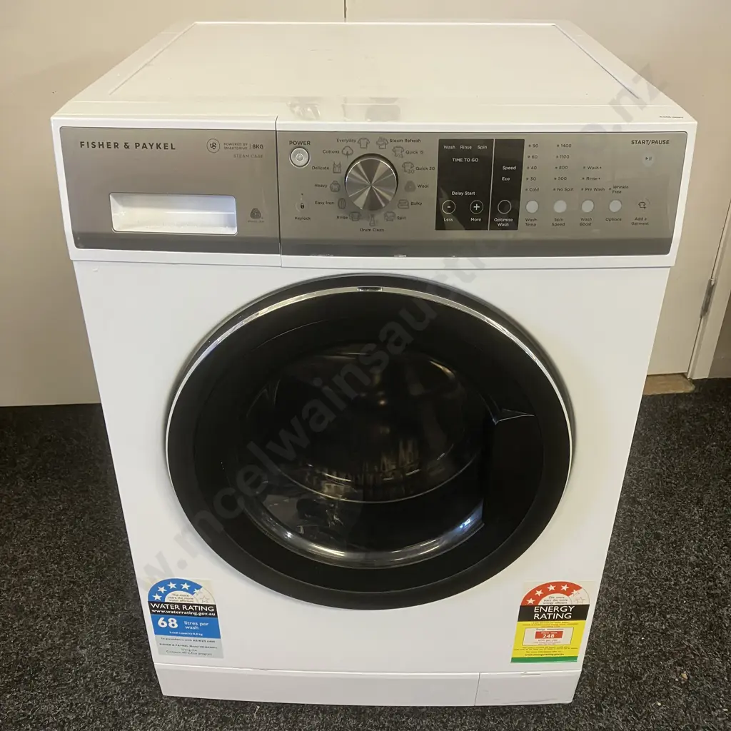 Fisher & Paykel 8kg Front Loading Washing Machine WH8060P3 - White (Under 12mths Old) Image 1++