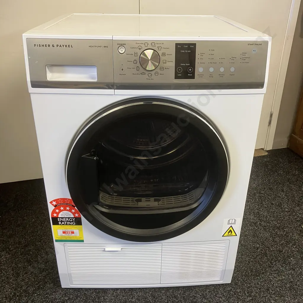 Fisher & Paykel 8kg Sensor Condenser Dryer DE8060P3 - White (Under 12mths Old) Image 1++