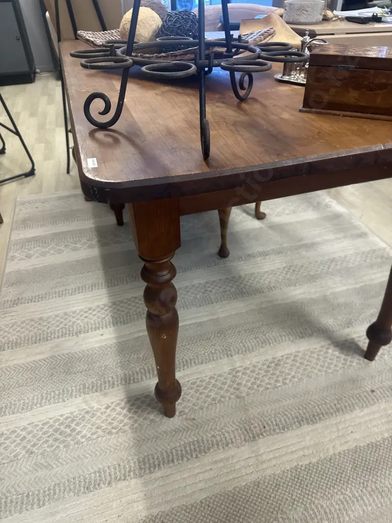 Antique Farmhouse Table With 2 Drawers And Turned Legs. H76.5 W122 D84cm Image 1++