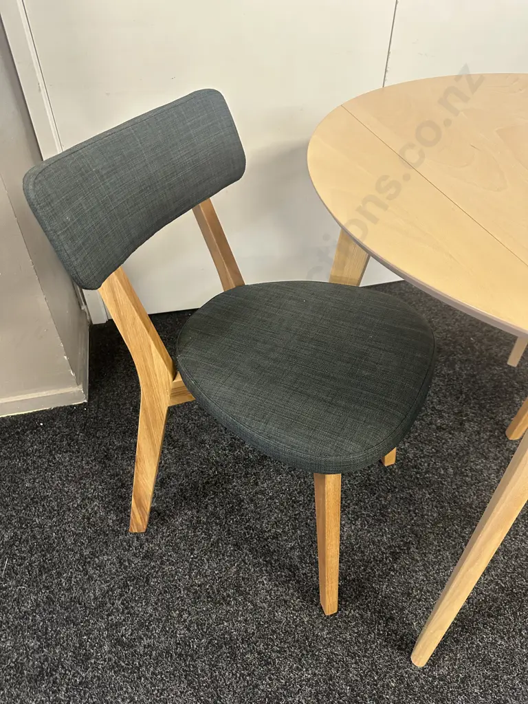 Salamander Enterprises Small Drop Leaf Dining Table & Two Chairs With Grey Upholstery Image 1++