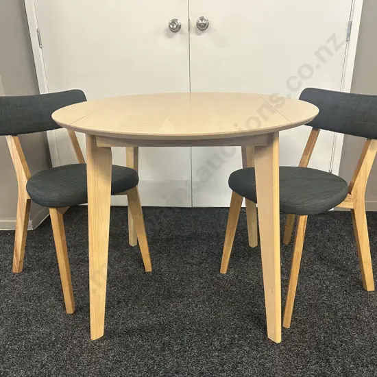 Salamander Enterprises Small Drop Leaf Dining Table & Two Chairs With Grey Upholstery