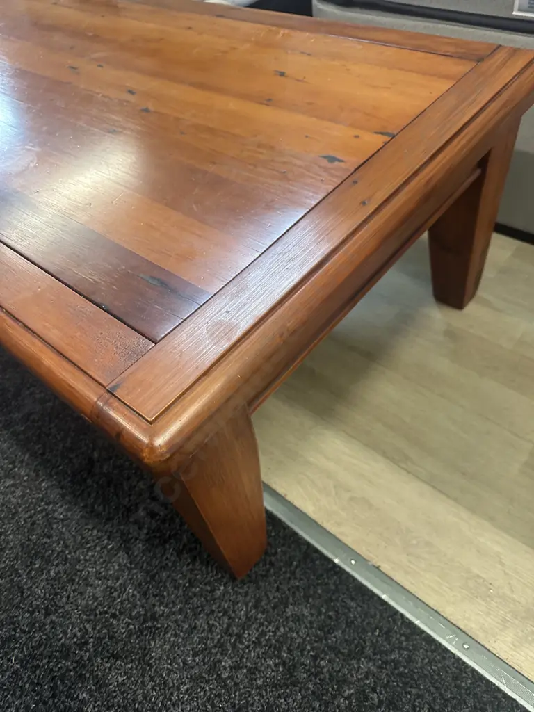 Wooden Rectangular Coffee Table Made From Wanganui Harbour Board Building H42,W120,D70cm. Image 1++