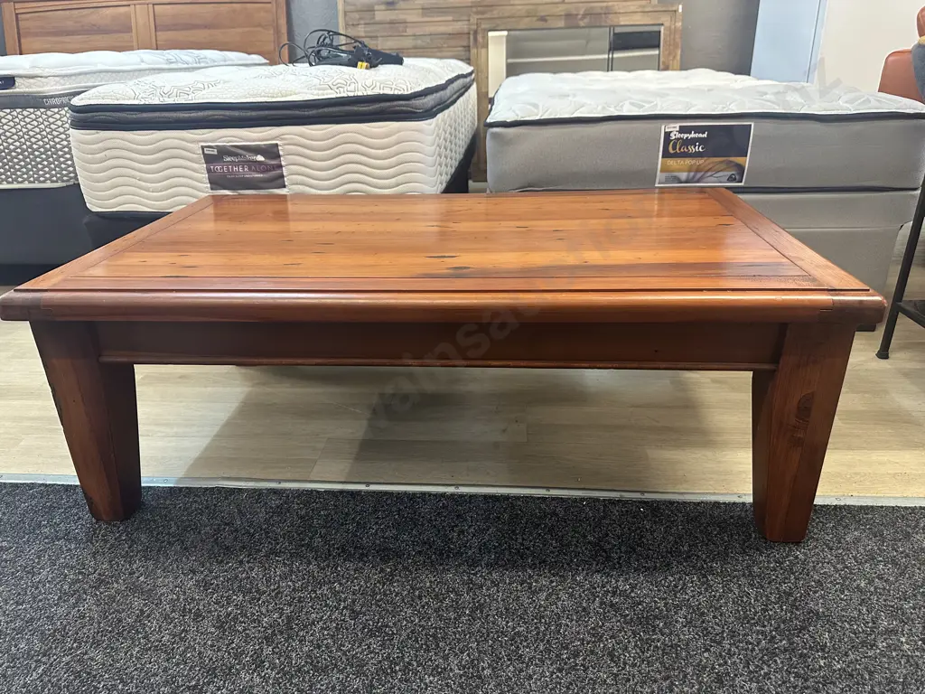 Wooden Rectangular Coffee Table Made From Wanganui Harbour Board Building H42,W120,D70cm. Image 1++