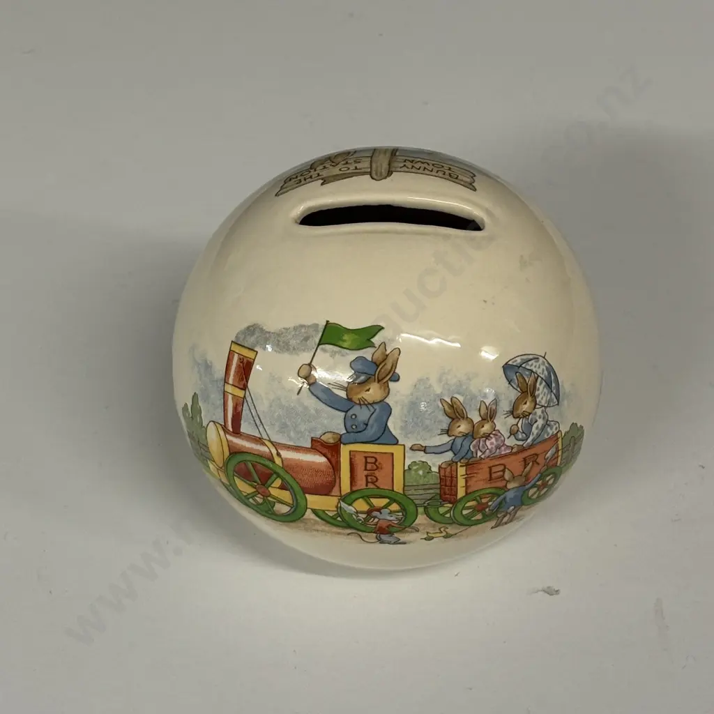 Royal Doulton Bunnykins Money Box. Bunny Town To the Station Image 1++