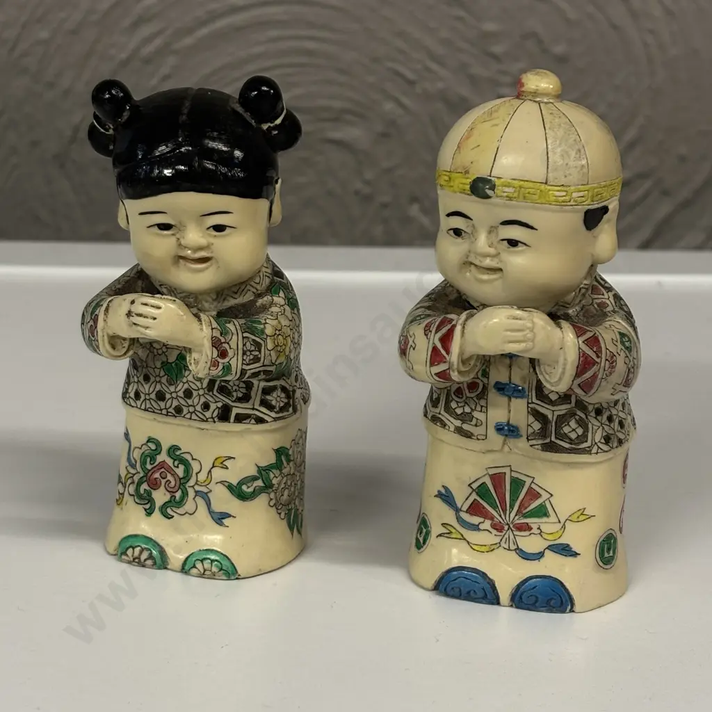 Pair of Japanese handpainted figurines. H12cm Image 1++