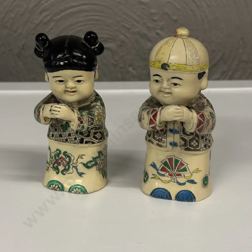 Pair of Japanese handpainted figurines. H12cm Image 1++