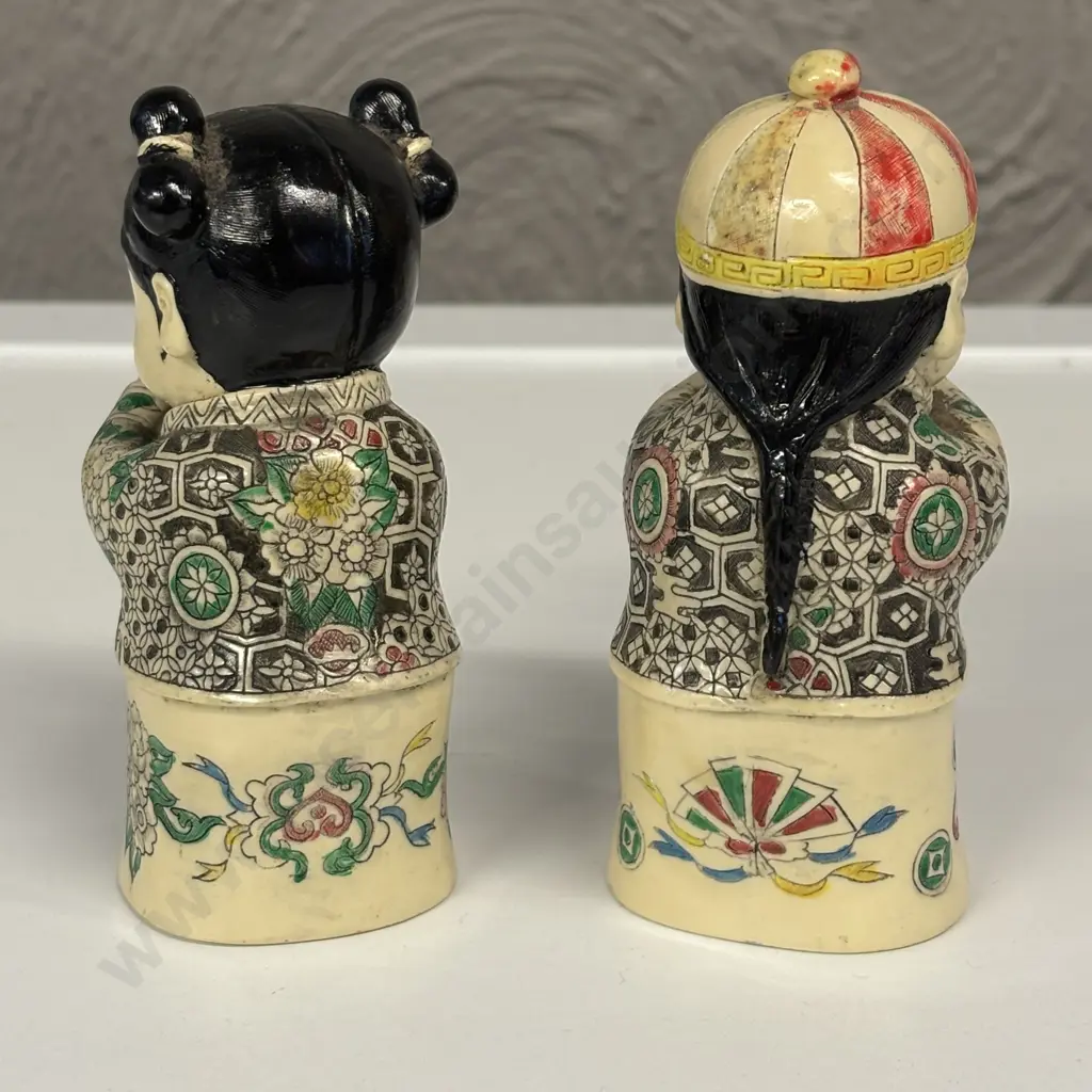 Pair of Japanese handpainted figurines. H12cm Image 1++