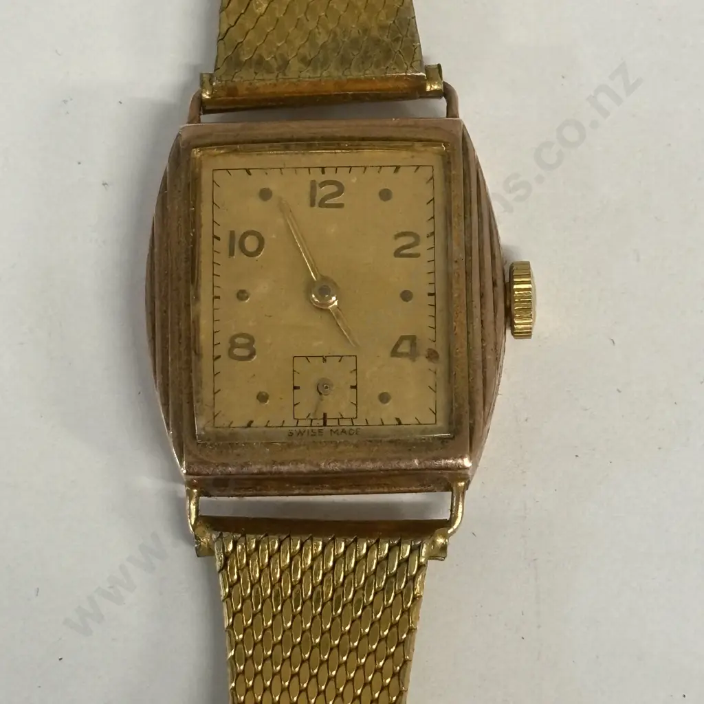 Antique Swiss Made ladies watch - rose gold? stamped on clasp Image 1++