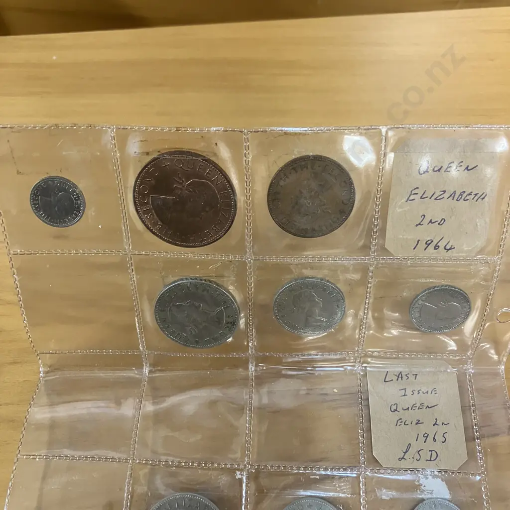 New Zealand Coins - Queen Elizabeth The Second 1964 & 1965 With 1975 Fiji 20 Cent Coin Image 1++